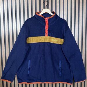 New Cotapaxi Jacket XL Men Blue Teca Fleece Pullover Orange Trim 1/4 Button Snap
